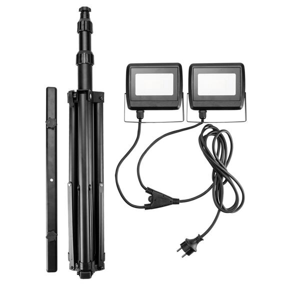 NEO LED reflektor 2*30W/230V, 5400lm se stativem, úhel osvětlení 120°, IP65, 99-061