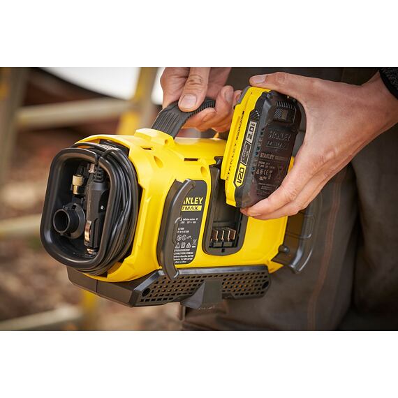 STANLEY SFMCE520B-QJ aku kompresor V20 / 230V / adaptér 12V z auta, max.tlak 11bar