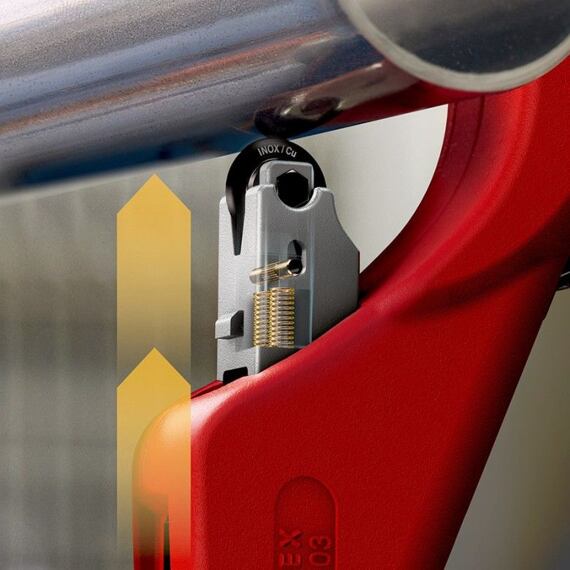 KNIPEX Tubix XL řezák velkých trubek pr.6-76mm, síla stěny až 2mm, pružinový mechanismus QuickLock