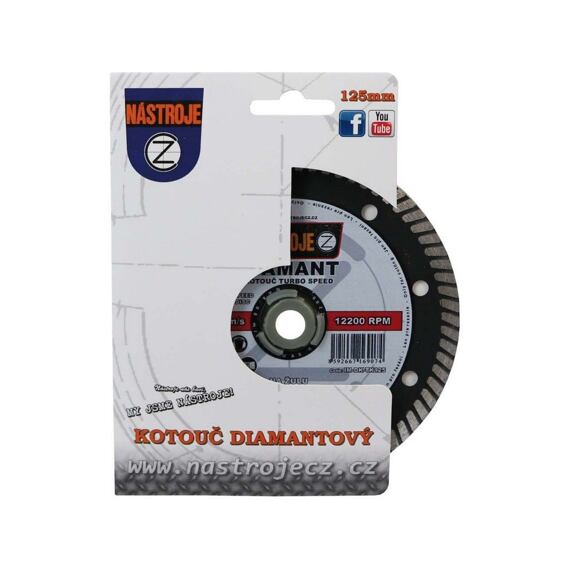 NÁSTROJE CZ diamantový kotouč TURBO SPEED 125*1,6*22,2mm staveb. materiály, žula, dlažba IM-DK-TK125