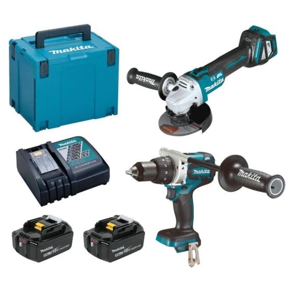 MAKITA DLX2255TJ aku súprava DGA513 + DDF481, LXT 18V/2*5Ah, systainer MAKPAC