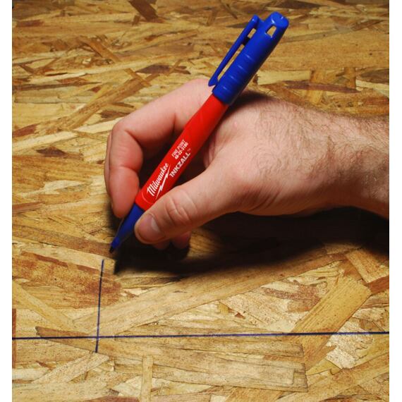 MILWAUKEE 4932492126 popisovač INKZALL s jemným hrotem 1mm, modrý, (beton, dřevo, OSB, kov)