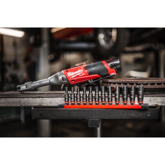 MILWAUKEE 4932480453 súprava hlavíc 1/4", priemyslové, predĺžené, 4-13mm, na lište, SHOCKWAVE