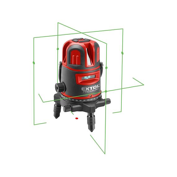 EXTOL Premium křížový liniový laser ZELENÝ, samonivelační, 1*horizont.+1*vertikální paprsek 8823312