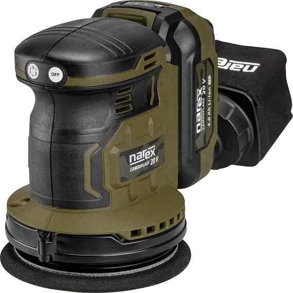 NAREX Camouflage CBE 125-3 Basic Box excentrická bruska 20V, 125mm, rozkmit 2,5mm, bez baterie