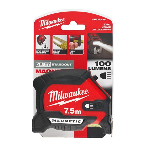 MILWAUKEE 4932492469 LED magnetický svinovací metr 7,5m, 100lm