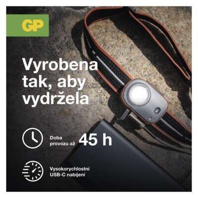 GP čelovka XPLOR PHR16, LED, 9 režimů svícení, 300lm, červená noční LED, aku 800mAh