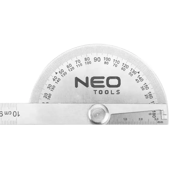 NEO úhloměr obloukový 180°/100mm s pravítkem, nerez, 72-320