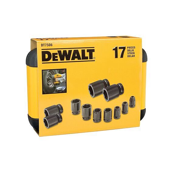 DeWalt DT7506 sada hlavic 17-dílná, 1/2" pro rázové utahováky 6-27mm