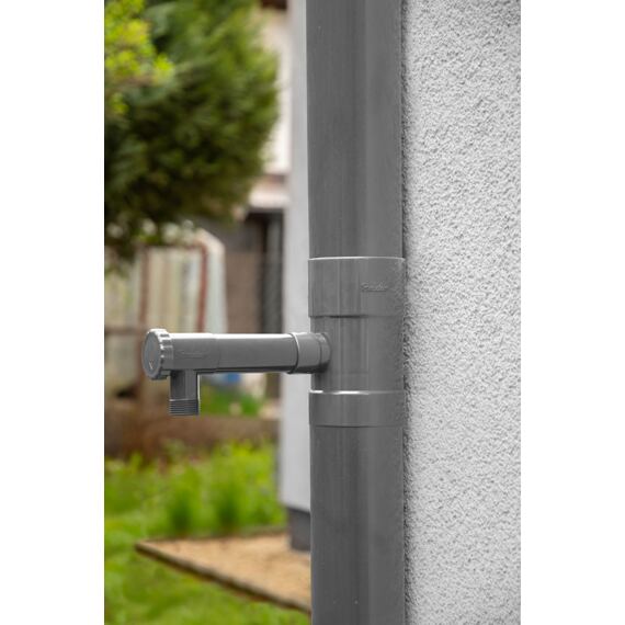 sběrač dešťové vody na okap 100mm, ventil, ABS plast, rameno 170mm IBCLZ1-100