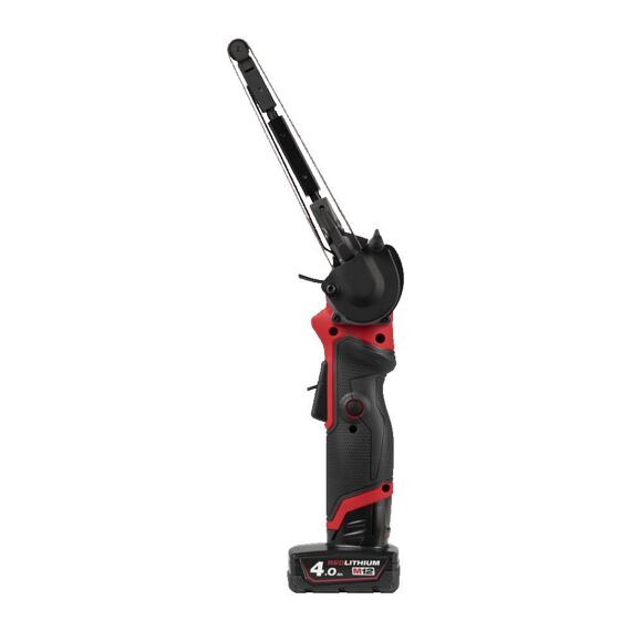 MILWAUKEE M12 FBFL13-402B aku pásový pilník 12V/2*4Ah, šíře 13mm, hlava 360°, reverzní režim