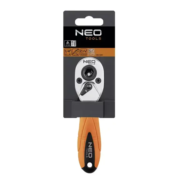 NEO TOOLS ráčna 1/4" přepínací oboustranná 08-501