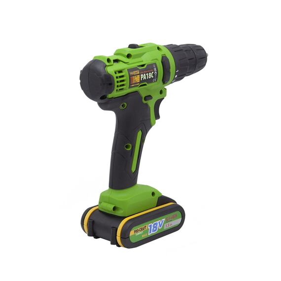 PROCRAFT PA18C aku vrtačka 18V/2*1,5Ah, 32Nm, 0-350/1200 ot./min., LED osvětlení