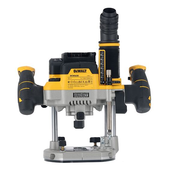 DeWalt DCW620NT aku bezuhlíková horní fréza 18V, kleštiny 8+12mm, 11000-23000 ot./min., bez baterie