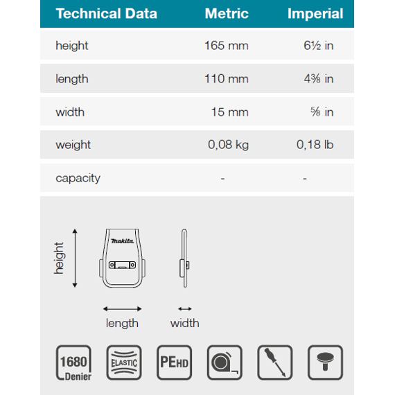 MAKITA E-15316 univerzální držák na opasek 110*15*165mm