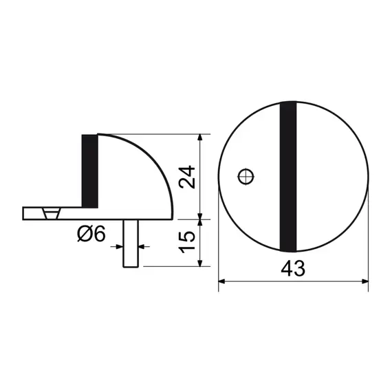 zarážka dveřní 43*24mm, nerez, matný povrch, 495146