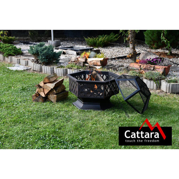 CATTARA ohniště HEXAGON cooper patina s poklopem, rošt 61*53cm, 13008