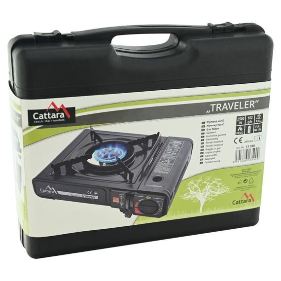 CATTARA plynový vařič Traveler, piezo, na kartuši, spotřeba 150g/hod., 13590
