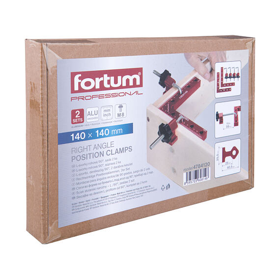FORTUM L-rohové svěrky 90° sada 2ks, 140*140mm, materiál 0-59mm, 4784120