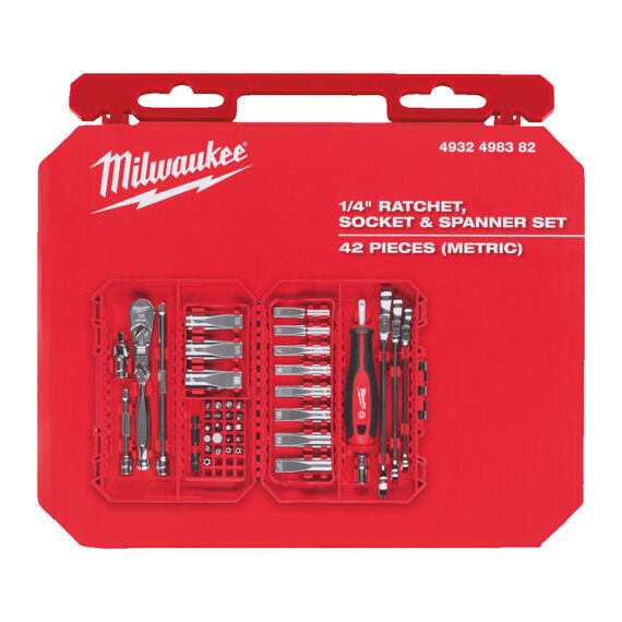 MILWAUKEE 4932498382 gola sada 1/4", 39-dílná, OP ráčnový klíč 8+10+13mm