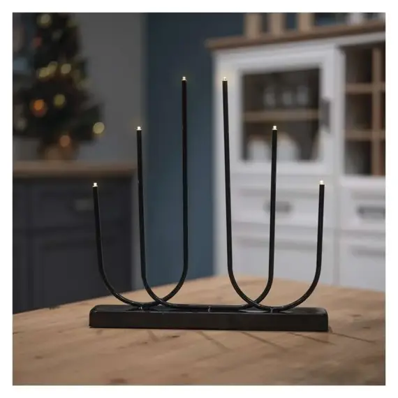 EMOS LED svícen 6 LED kovový černý, 40cm, 2*AA, teplá bílá, DCAW24