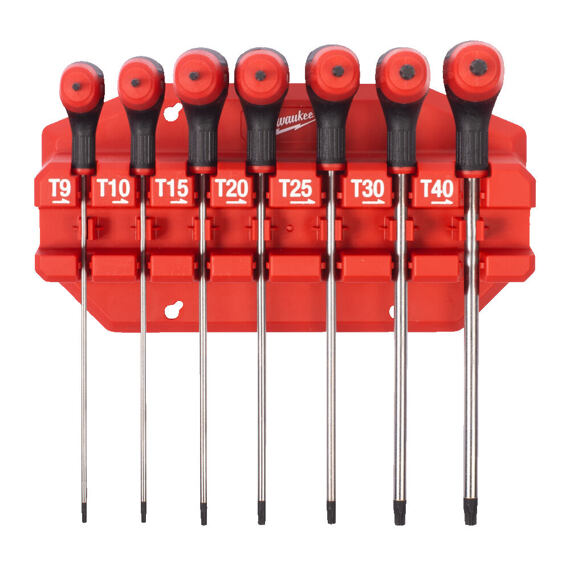 MILWAUKEE 4932498690 sada T-TORX klíčů T9-T40, 7-dílná, ComfortGrip, PH držák