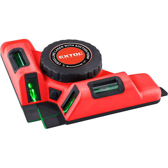 EXTOL Premium úhelník 90° laserový ZELENÝ, aku přísavný modul, 3,7V/1Ah, dosah 9m, 8823303