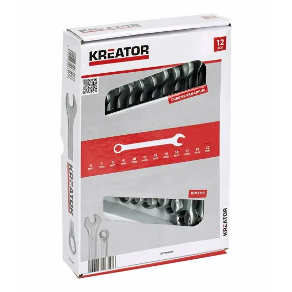 KREATOR sada klíčů očko/otevřený 8-22mm 12ks KRT500009