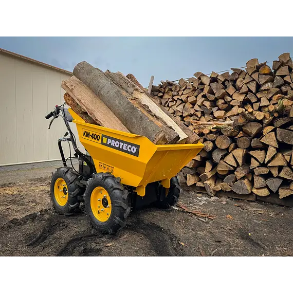PROTECO motorový přepravník - DUMPER s radlicí na sníh, 6,5HP, 4x4, 400kg, 240l, 51.03-KM-400-RAD