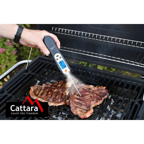 CATTARA grilovací teploměr digitální skládací 0°C-300°C, 15cm sonda, 13088