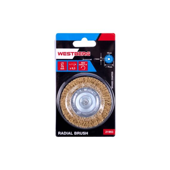 WESTBERG kartáč rotační radiální 75mm, stopka, vlnitý drát, 21993