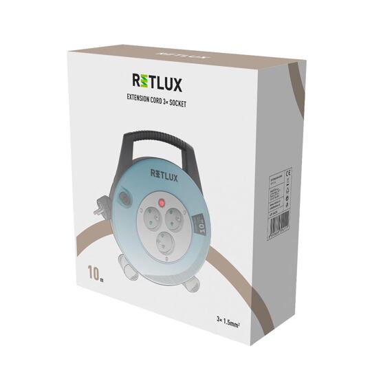 RETLUX RPC 54 kabel prodlužovací 230V, 10m, 3*1,5mm, 3 zásuvky, buben