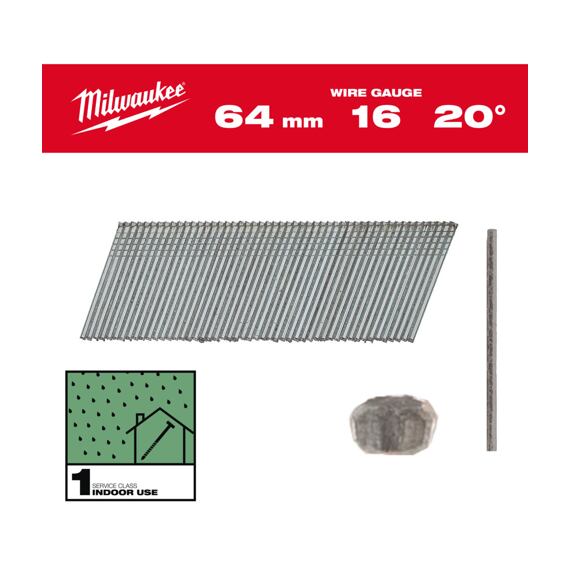 MILWAUKEE 4932492586 Hřebíky 16G 20 64mm G SC1 - 2000ks