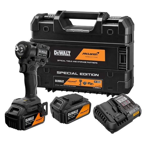 DeWalt DCF92MP2T aku rázový utahovák 18V/2*5Ah, 1/2", 610Nm, edice McLaren F1