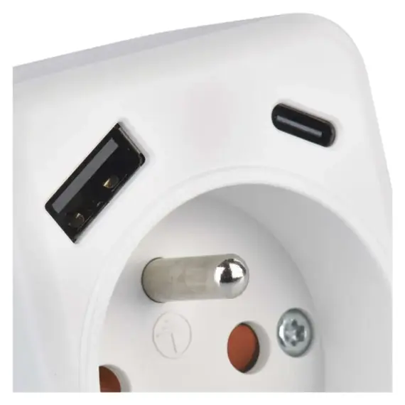 EMOS zásuvka rozbočovací 1*, 1*USB-A+1*USB-C, P0074