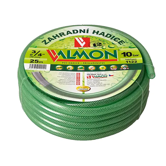 VALMON hadice 1122 1" (25,4/32mm) opletená transparentní zelená, balení 15m, 486059