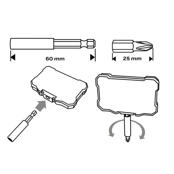 NEO sada bitů 10ks 1/4" (8x bit, magnetický unašeč, rukojeť) 56-614