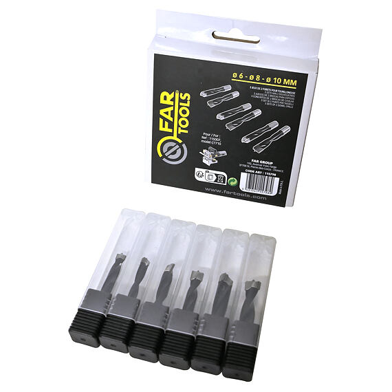 FARTOOLS sada vrtáků pro kolíkovačku 6ks (2*6mm,2*8mm,2*10mm) 115798