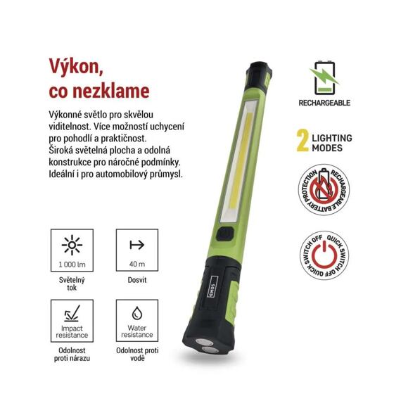 EMOS nabíjecí pracovní svítilnaCOB LED, 1000lm, 2600mAh P4545