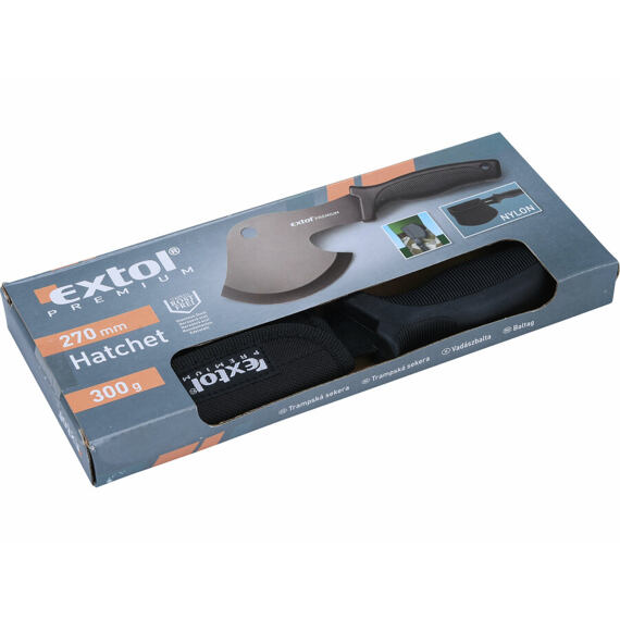 EXTOL PREMIUM sekera trampská 270mm, nylonové pouzdro na opasek, 8855310