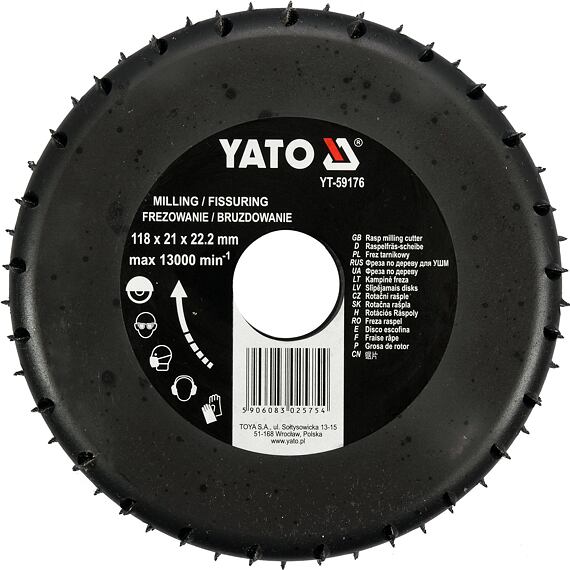 YATO rašpľa rotačná pre uhl. brúsku 118/22,2mm frézovacia čelná YT-59176