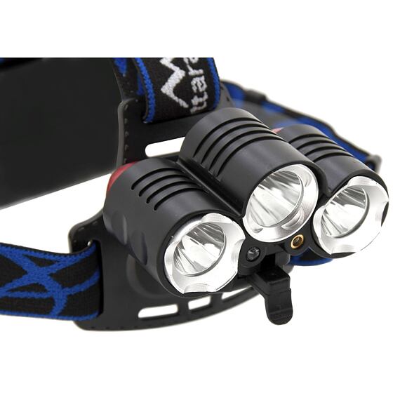 CATTARA čelovka LED CREE XM-L T6 10W + 2* CREE XP-E 3W, 400lm, 2*3,7V, laser, dosvit až 500m 13125