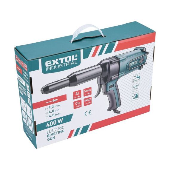 EXTOL Industrial nýtovací pistole 230V, 400W, 3,2-4,0-4,8mm, Al, Fe, nerez 8794550