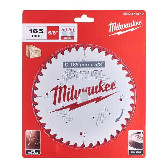 MILWAUKEE 4932471312 pilový kotouč 165*15,87*1,6mm, 40Z, pro aku stroje