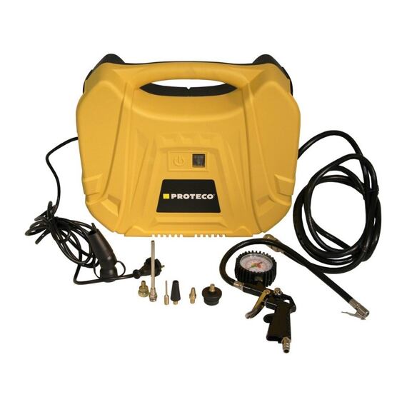PROTECO kompresor bezolejový 1,1kW, 8bar, 180l/min bez nádoby + adaptéry + plnič pneu, 51.02-MK-1100