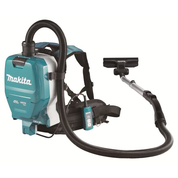 MAKITA DVC261ZX11 aku chrbtový vysávač 2*18V, bezuhlíkový motor, 11 kPa, 2l nádoba, bez batérie