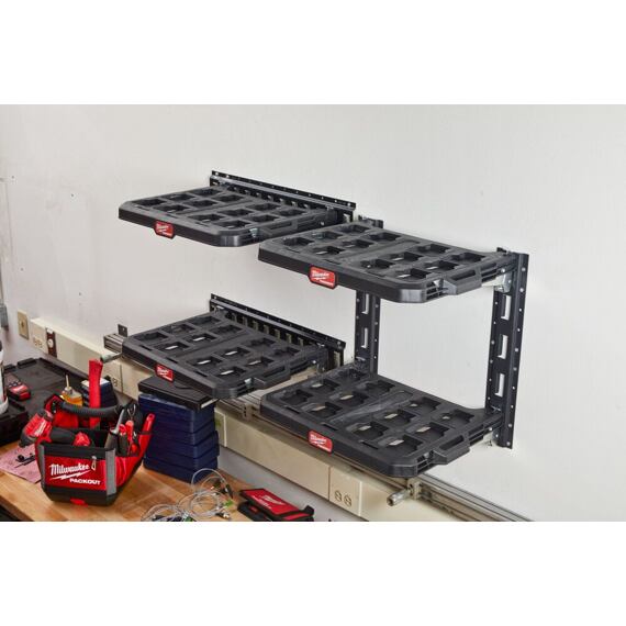 MILWAUKEE 4932472127 regálový systém PACKOUT, E-Track + 2 police, polica nosnosť 22kg