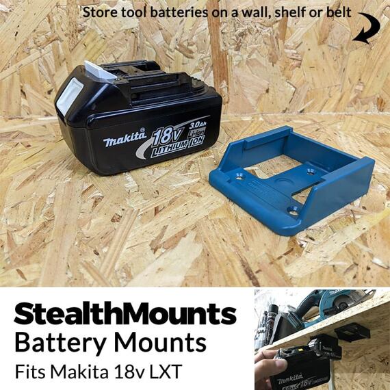 StealthMounts držiak na uloženie akumulátorov MAKITA 18V, modrý, 1ks
