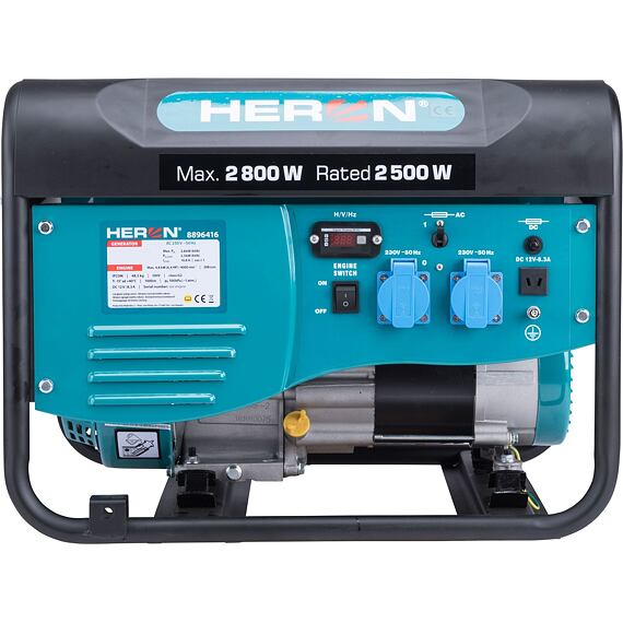 HERON elektrocentrála 230V, 2,8kW/2,5kW, AVR, 2*230V + 1*12V/8,3A DC 8896416