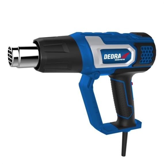 DEDRA horúcovzdušná pištoľ 2000W, LCD displej, 60-600°C, 4* tryska + škrabka + kufrík, DED7978